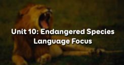 Unit 10: Endangered Species - Language Focus