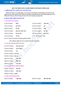 Hướng dẫn quy tắc phát âm và đánh dấu trọng âm trong Tiếng Anh
