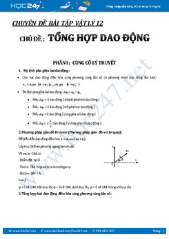 50 bài tập Tổng hợp dao động hay và khó trong DĐĐH