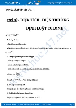 Tổng hợp bài tập Điện tích và Định luật Culomb Vật lý 11 NC