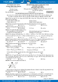 Khảo sát chất lượng đầu năm Hóa 11 trường THPT Hàn Thuyên - Bắc Ninh có đáp án
