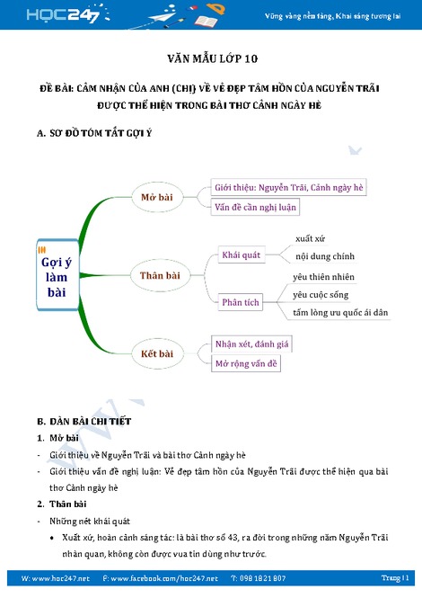 Cảm Nhận Vẻ Đẹp Tâm Hồn Nguyễn Trãi Qua Cảnh Ngày Hè - Trường Tiểu Học Thủ  Lệ