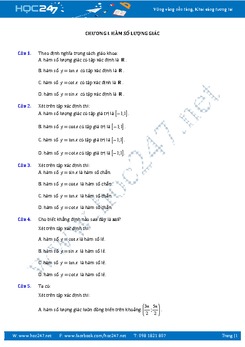 63 câu Trắc nghiệm Hàm số lượng giác và phương trình lượng giác có đáp án