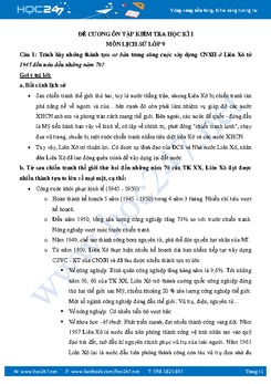 Đề cương ôn thi học kì 1 môn Lịch Sử 9 năm 2017-2018