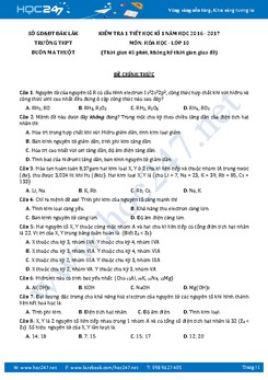 Đề thi Học kì 1 Hóa 10 THPT Buôn Ma Thuột có đáp án