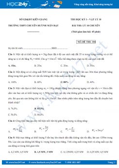 Đề thi HKI môn Vật lý 10 trường THPT chuyên Huỳnh Mẫn Đạt