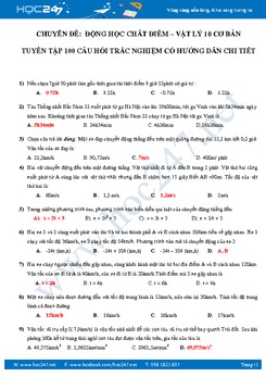 100 câu trắc nghiệm Động học chất điểm Vật lý 10 có lời giải