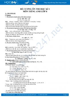 Bài tập bổ trợ kiểm tra 1 tiết tiếng Anh lớp 8 HK1 lần 2