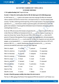 60 câu trắc nghiệm Unit 7 Tiếng Anh 12 có đáp án