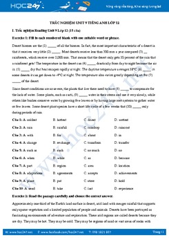 40 câu Trắc nghiệm Unit 9 Tiếng Anh lớp 12 có đáp án