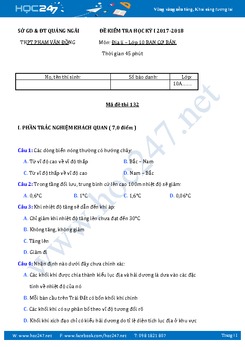 Đề thi HK2 môn Địa 10 năm học 2016-2017 trường THPT Phạm Văn Đồng