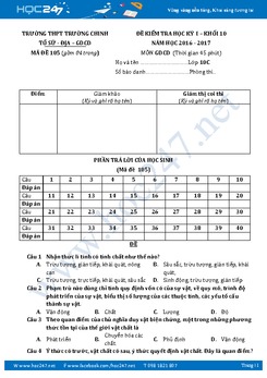 Đề thi HK1 môn GDCD 10 trường THPT Trường Chinh năm học 2016-2017