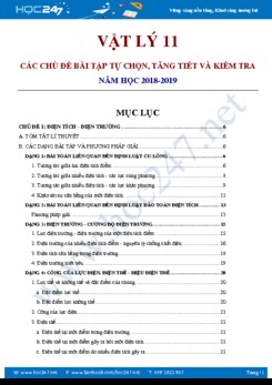 Các chủ đề và bài tập tự chọn Vật lý 11 năm học 2018-2019