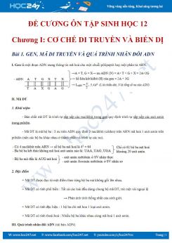 Tổng hợp kiến thức Cơ chế di truyền và Biến dị Sinh Học 12