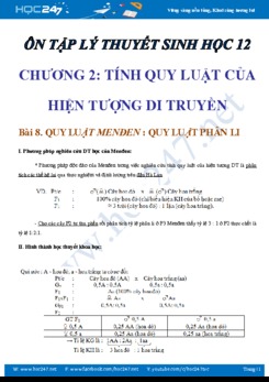 Lý thuyết Sinh học 12: Tính quy luật của hiện tượng di truyền