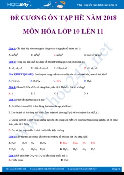 Đề cương ôn tập hè môn Hóa học lớp 10 lên 11 năm 2018- 2019