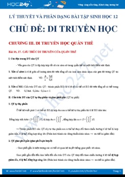 Lý thuyết và phương pháp giải bài tập Di truyền học Sinh học 12