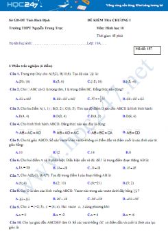 Đề kiểm tra 1 tiết Chương 1 Hình học lớp 10  năm 2017 có đáp án- Trường THPT Nguyễn Trung Trực