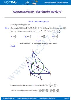 Bài tập vận dụng cao vecto - tích vô hướng của 2 vecto Hình học 10