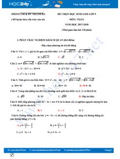 Đề thi chọn HSG môn Toán 9 năm 2017 Phòng GD&ĐT Thanh Ba có đáp án