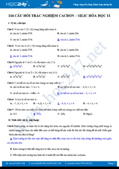 116 Câu hỏi trắc nghiệm Cacbon – Silic Hóa học 11 có đáp án