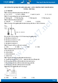 Đề cương ôn tập HK2 môn Hóa 11 năm 2019 -Trường THPT Chuyên Hùng Vương, Phú Thọ