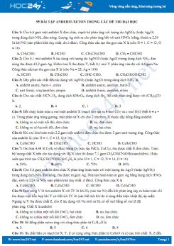 Tổng hợp 95 Bài tập Andehit -Xeton trong các đề thi đại học
