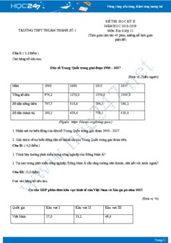 Đề thi HK2 môn Địa lớp 11 năm 2018-2019 - Trường THPT Thuận Thành 1