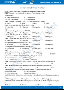 Các dạng bài tập cơ bản về ankan