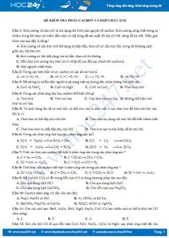 Đề kiểm tra phần Cacbon và hợp chất (CO)