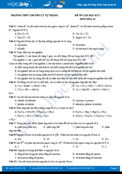 Đề ôn tập HK1 môn Hóa 10 - Trường THPT Chuyên Lý Tự Trọng