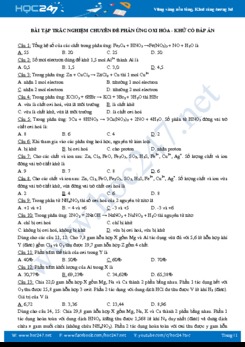 Bài tập trắc nghiệm chuyên đề phản ứng oxi hóa - khử có đáp án