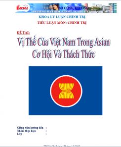 Tiểu luận môn Chính trị : Vị  thế  của Việt Nam trong ASEAN - Cơ hội và Thách thức