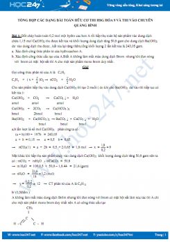 Tổng hợp các bài toán hữu cơ thi HSG Hóa 9 và thi vào chuyên Quảng Bình