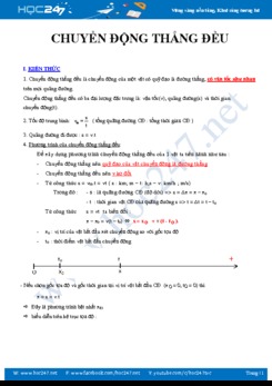 Chuyên đề phương pháp giải bài tập Chuyển động thẳng đều môn Vật lý 10