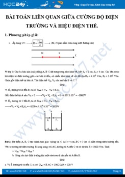 Bài toán liên quan giữa Cường độ điện trường và Hiệu điện thế môn Vật lý 11 NC