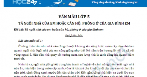 Tả Ngôi Nhà Của Em Hoặc Căn Hộ, Phòng Ở Của Gia Đình Em (Hay Nhất) | Văn  Mẫu Lớp 5 - Trường Tiểu Học Thủ Lệ