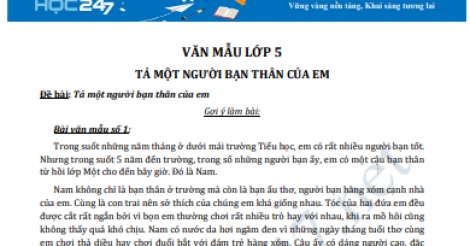 Tả Một Người Bạn Thân Của Em (Hay Nhất) | Văn Mẫu Lớp 5 - Trường Tiểu Học  Thủ Lệ