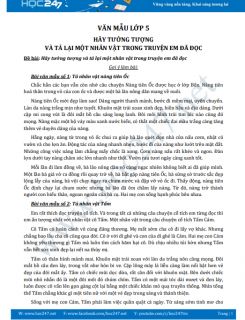 Hãy tưởng tượng và tả lại một nhân vật trong truyện em đã đọc - Văn mẫu lớp 5