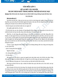 Kể lại một câu chuyện mà em thích nhất trong những truyện đã được học - Văn mẫu lớp 5