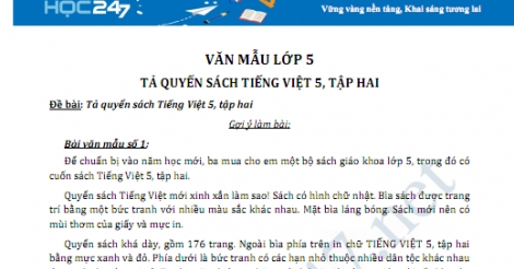 Tả Quyển Sách Tiếng Việt 5, Tập Hai (Hay Nhất) | Văn Mẫu Lớp 5 - Trường  Tiểu Học Thủ Lệ