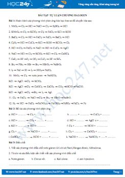 Bài tập tự luận chương Halogen môn Hóa học 10 năm 2018 - 2019