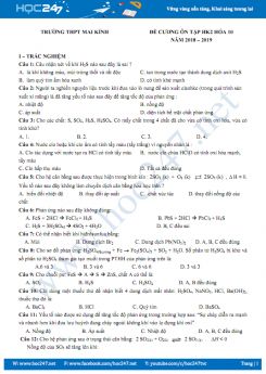 Đề cương ôn tập HK2 môn Hóa học 10 năm 2018 - 2019 Trường THPT Mai Kính