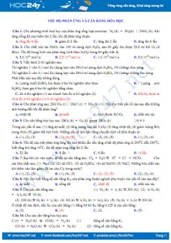 Chuyên đề tốc độ phản ứng và cân bằng hóa học