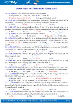 Chuyên đề oxi - lưu huỳnh trong đề thi đại học