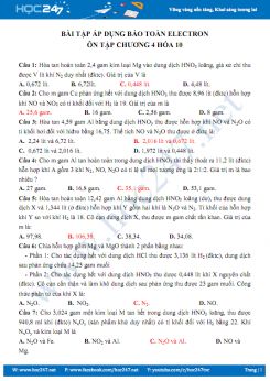 Bài tập áp dụng bảo toàn elctron - Ôn tập Chương 4 Hóa 10