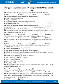 Bài tập về các phi kim nhóm VA trong đề thi THPT QG môn Hóa học