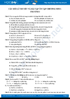 Câu hỏi lý thuyết và bài tập ôn tập chương nito - photpho