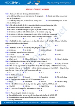 Bài tập lý thuyết về andehit môn Hóa học 11 năm 2018 - 2019