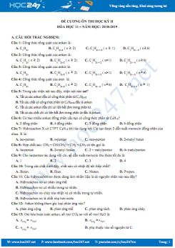 123 Bài tập trắc nghiệm ôn thi học kì 2 môn Hóa học 11 năm 2018 - 2019